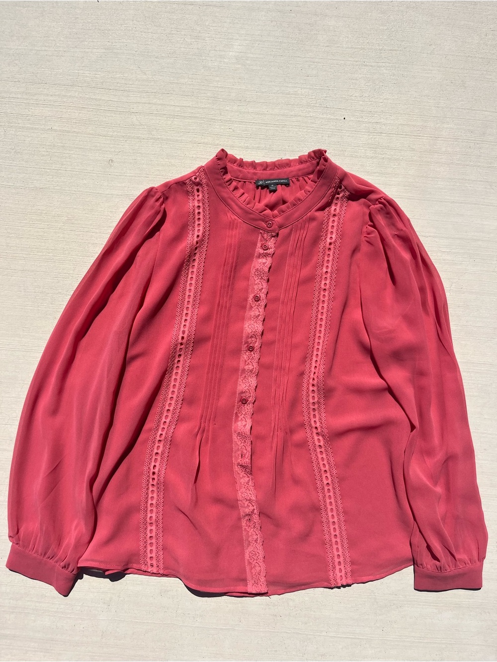 Adrianna Papell Lace-Trim Button Up Blouse